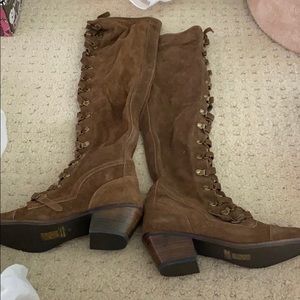 Free people size 6 brown lace up boots